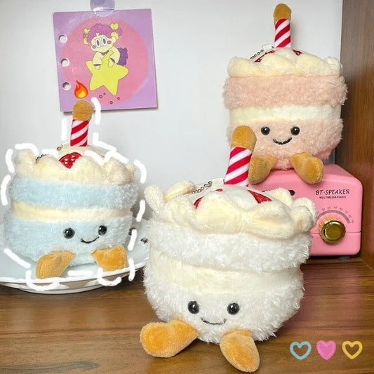 1-10PCS Cute Plush Cake Keychain