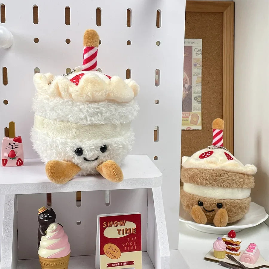 1-10PCS Cute Plush Cake Keychain