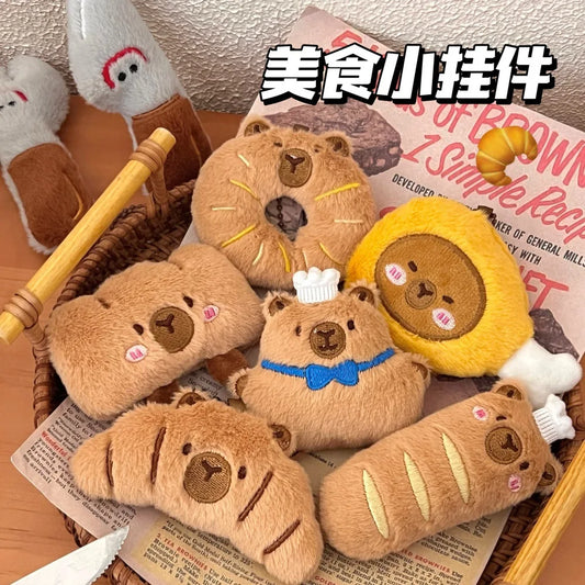 Kawaii Bread Plush Keychain Soft Stuffed Croissant Donut Pendant