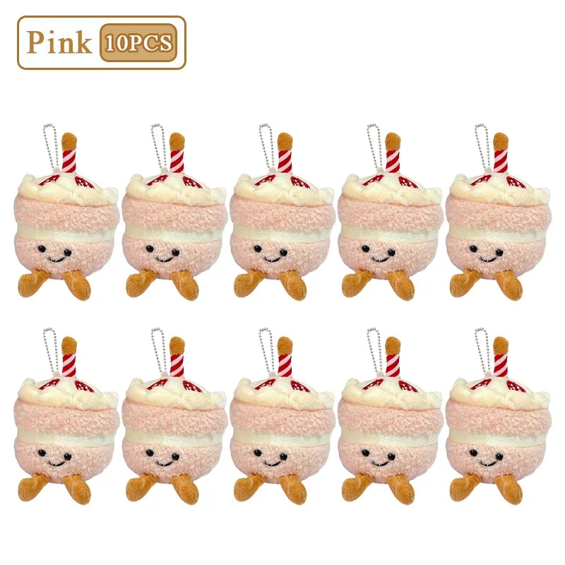 1-10PCS Cute Plush Cake Keychain
