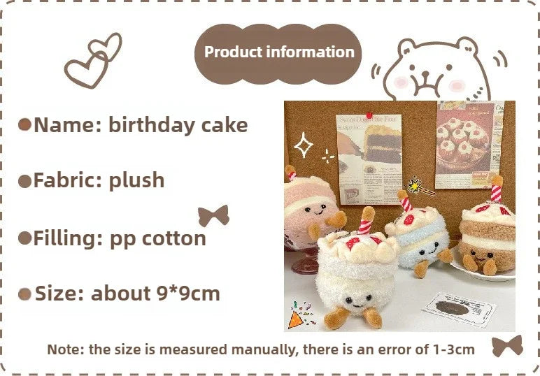 1-10PCS Cute Plush Cake Keychain