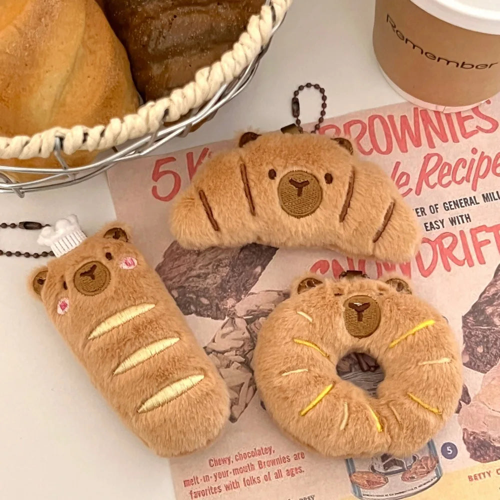 Kawaii Bread Plush Keychain Soft Stuffed Croissant Donut Pendant
