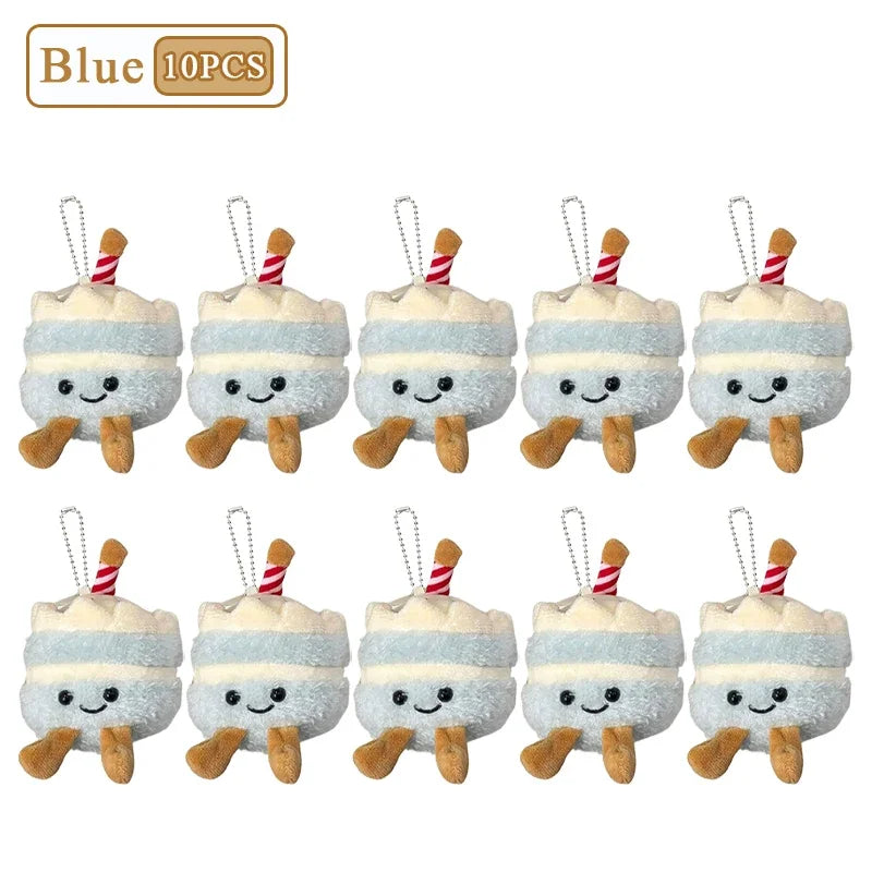 1-10PCS Cute Plush Cake Keychain