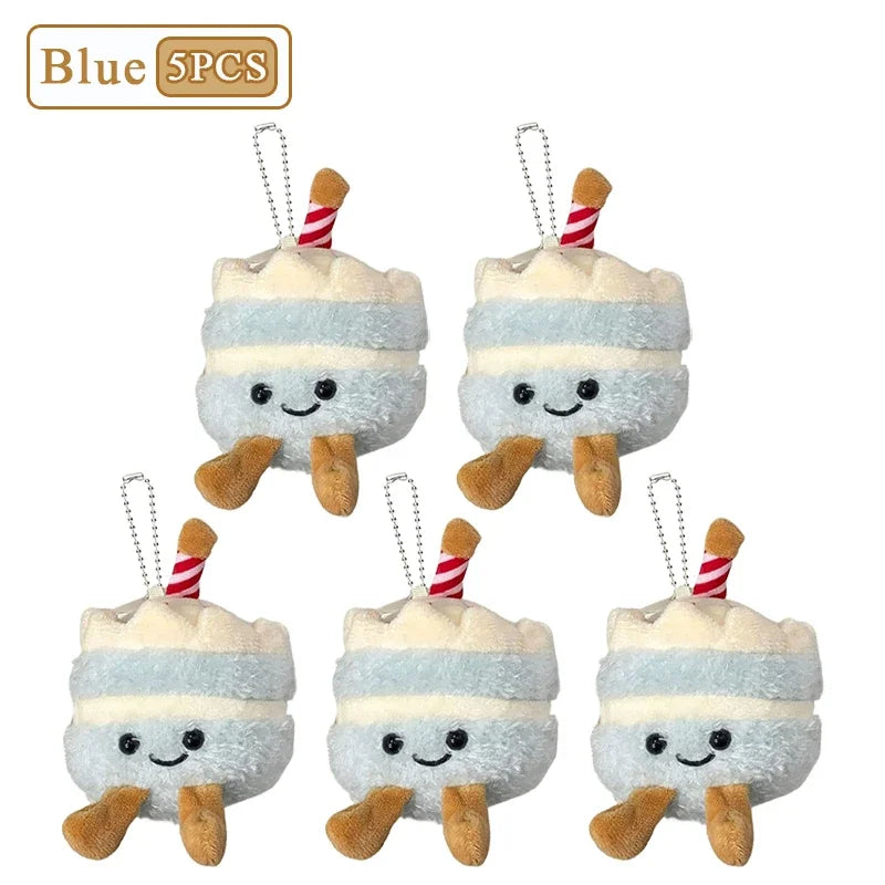 1-10PCS Cute Plush Cake Keychain