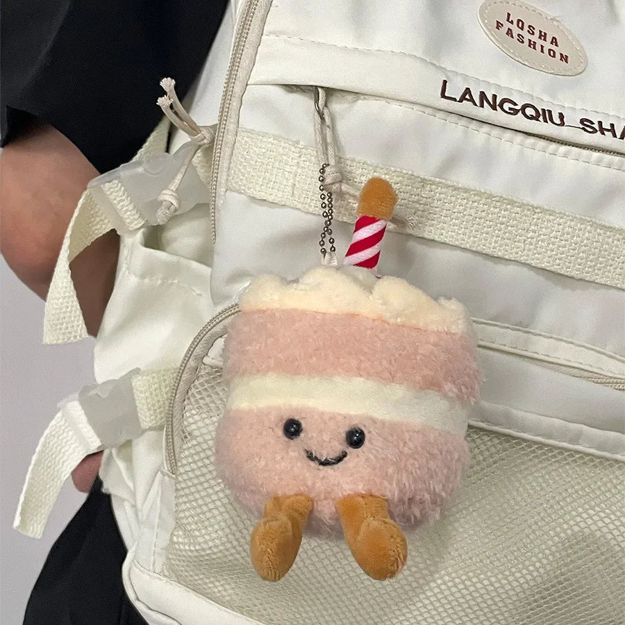 1-10PCS Cute Plush Cake Keychain