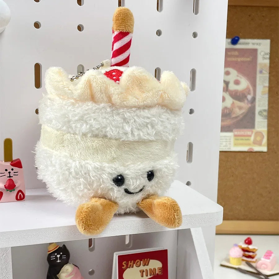 1-10PCS Cute Plush Cake Keychain