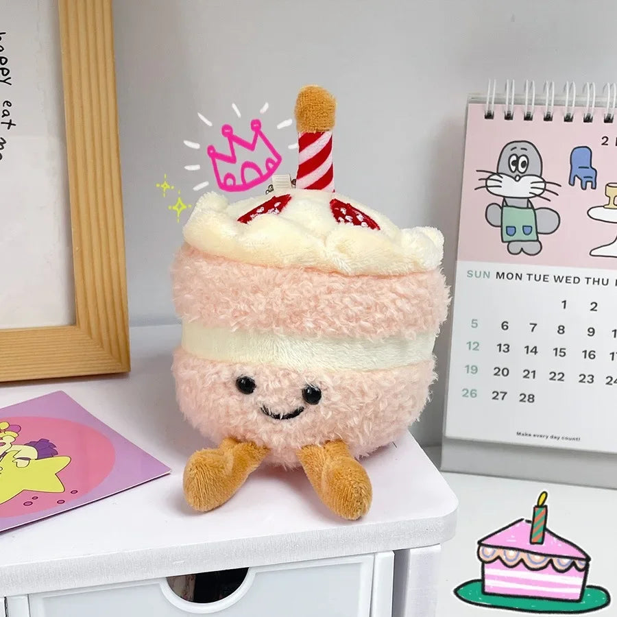 1-10PCS Cute Plush Cake Keychain