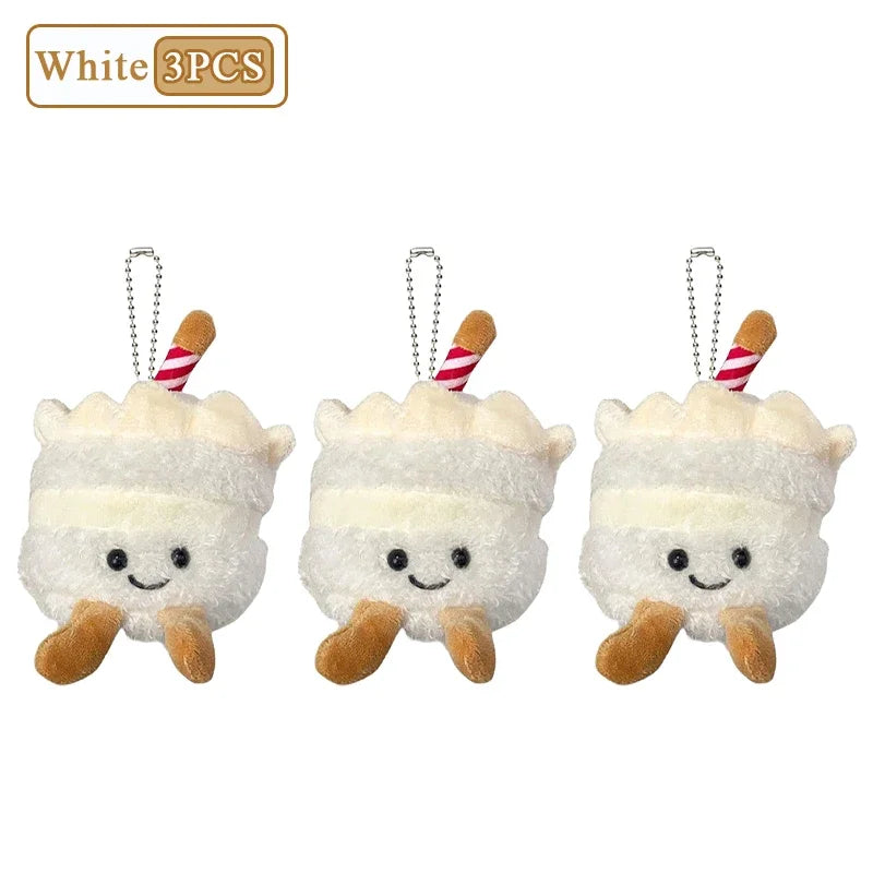 1-10PCS Cute Plush Cake Keychain