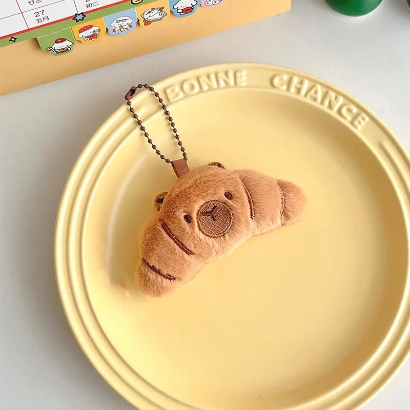 Kawaii Bread Plush Keychain Soft Stuffed Croissant Donut Pendant