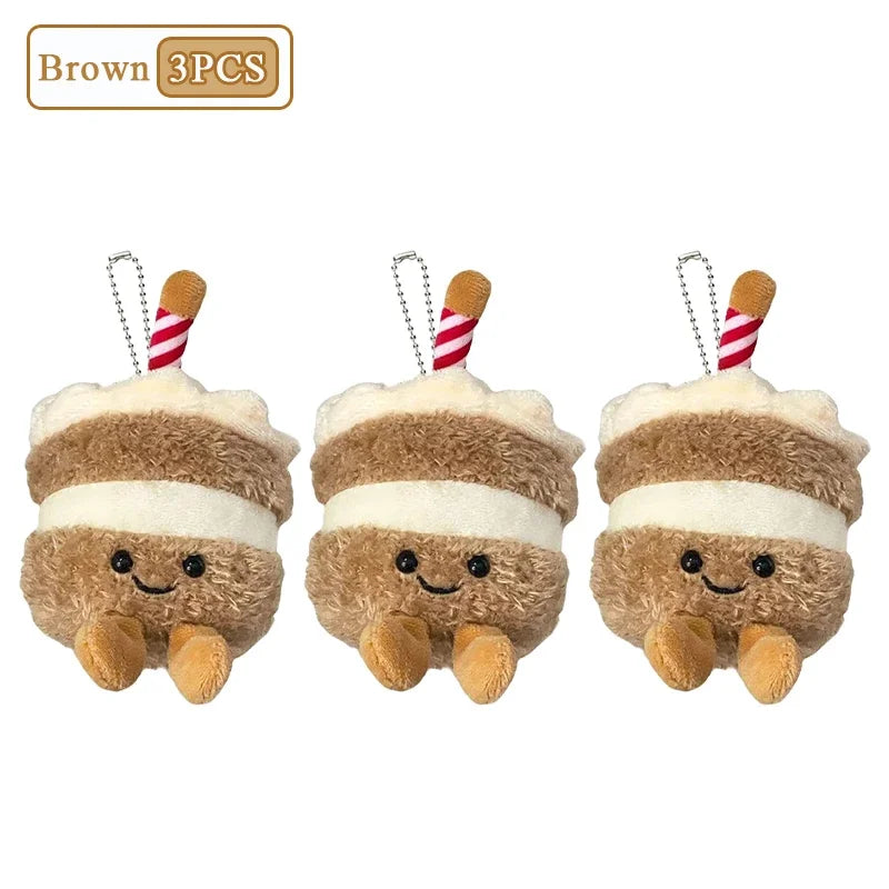 1-10PCS Cute Plush Cake Keychain