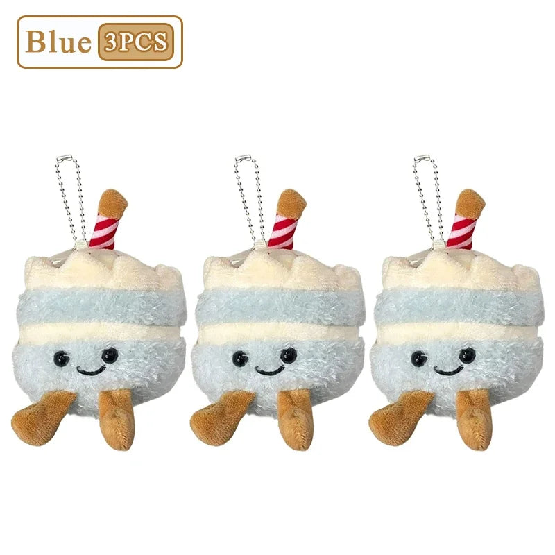 1-10PCS Cute Plush Cake Keychain