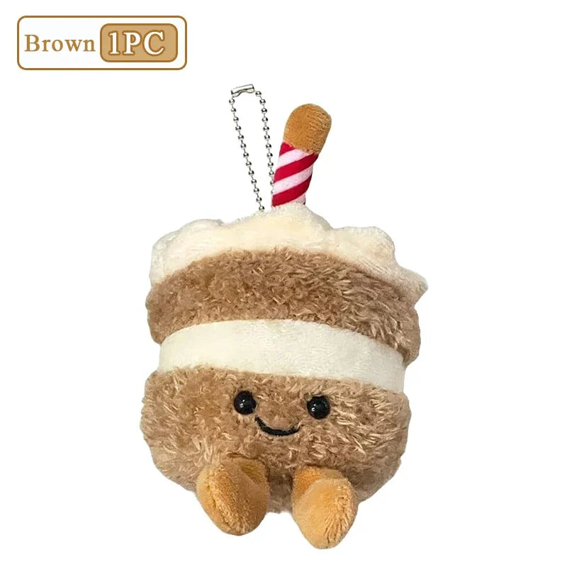 1-10PCS Cute Plush Cake Keychain