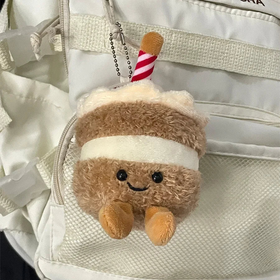 1-10PCS Cute Plush Cake Keychain