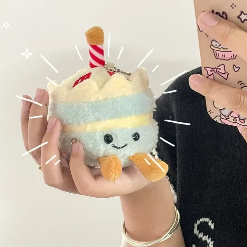 1-10PCS Cute Plush Cake Keychain