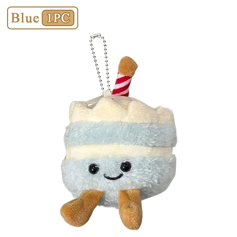1-10PCS Cute Plush Cake Keychain