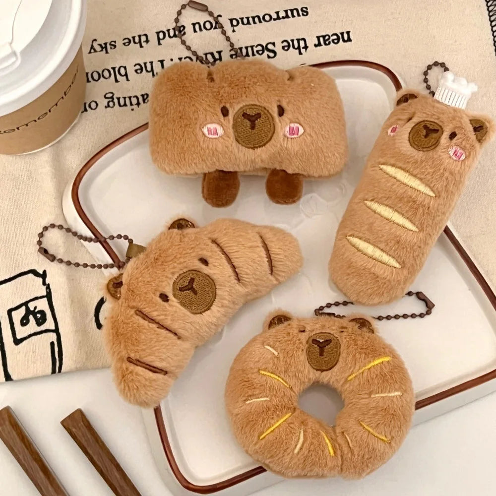 Kawaii Bread Plush Keychain Soft Stuffed Croissant Donut Pendant