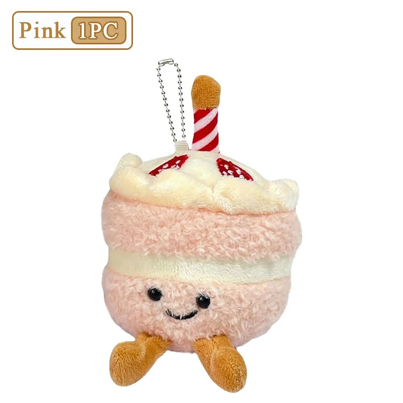 1-10PCS Cute Plush Cake Keychain