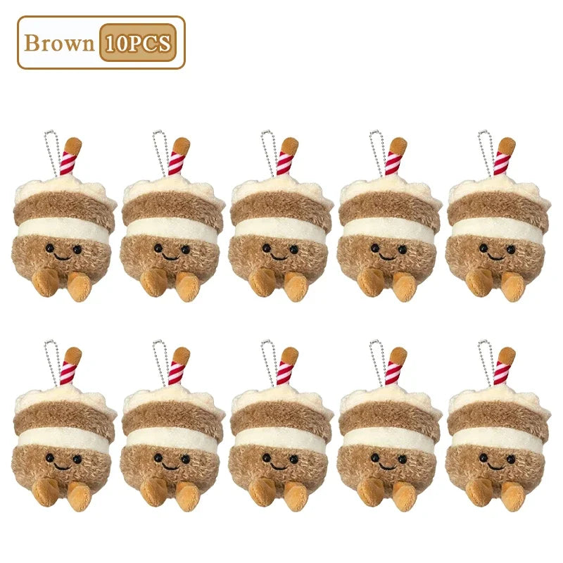 1-10PCS Cute Plush Cake Keychain