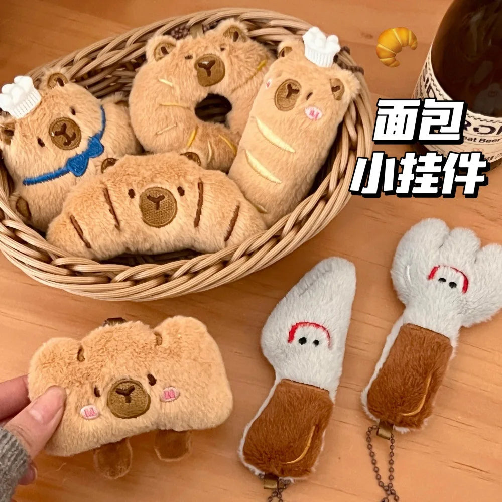 Kawaii Bread Plush Keychain Soft Stuffed Croissant Donut Pendant