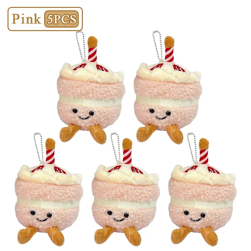 1-10PCS Cute Plush Cake Keychain