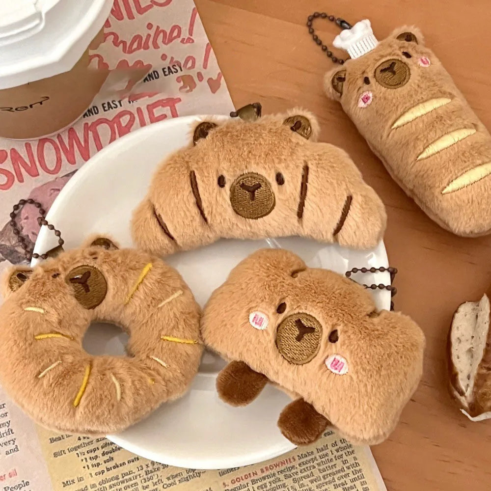 Kawaii Bread Plush Keychain Soft Stuffed Croissant Donut Pendant