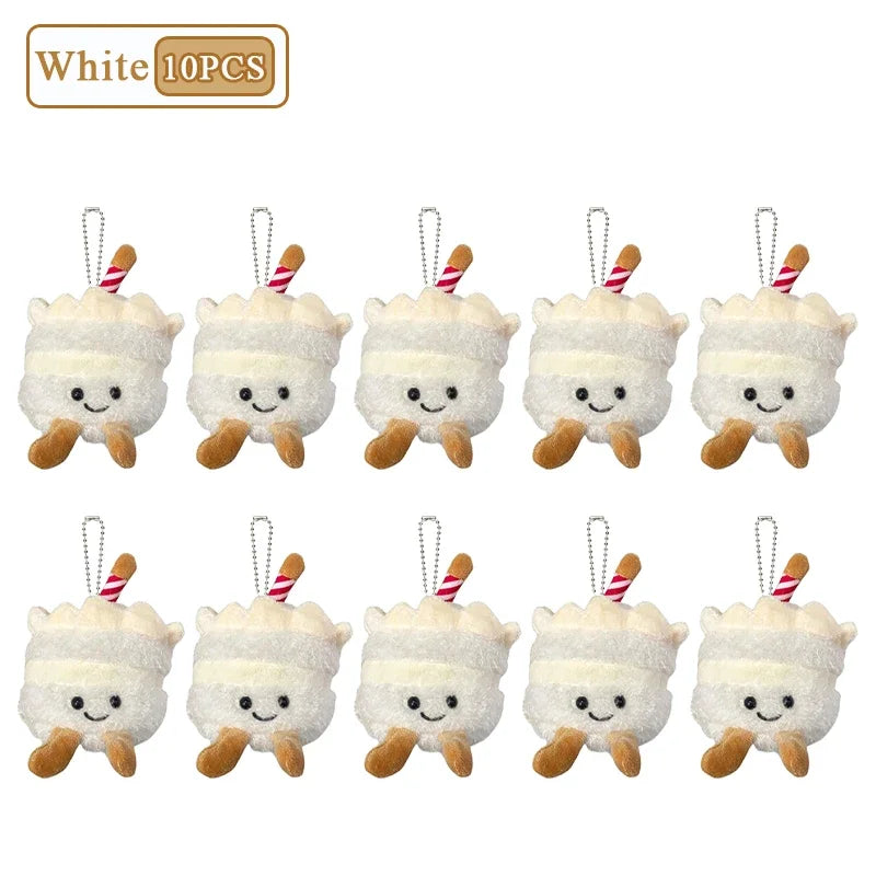 1-10PCS Cute Plush Cake Keychain