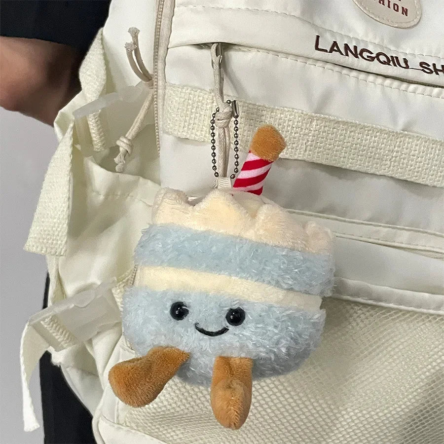 1-10PCS Cute Plush Cake Keychain